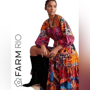 Farm Rio Button-Front Maxi Dress